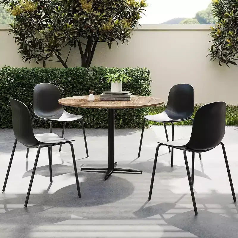 Pexfix Sedia da Pranzo Impilabile in Plastica con Gambe in Metallo, Set da 4