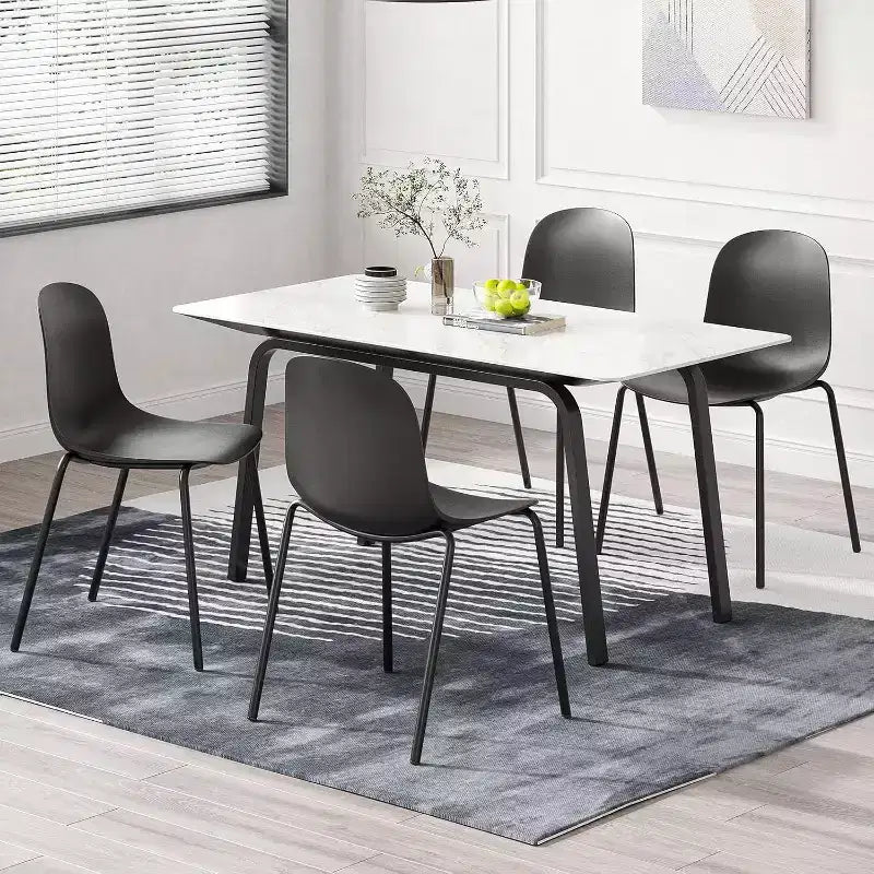 Pexfix Sedia da Pranzo Impilabile in Plastica con Gambe in Metallo, Set da 4