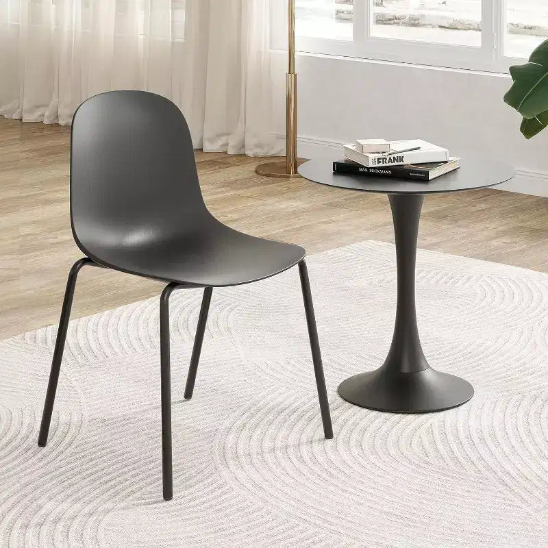 Pexfix Sedia da Pranzo Impilabile in Plastica con Gambe in Metallo, Set da 4