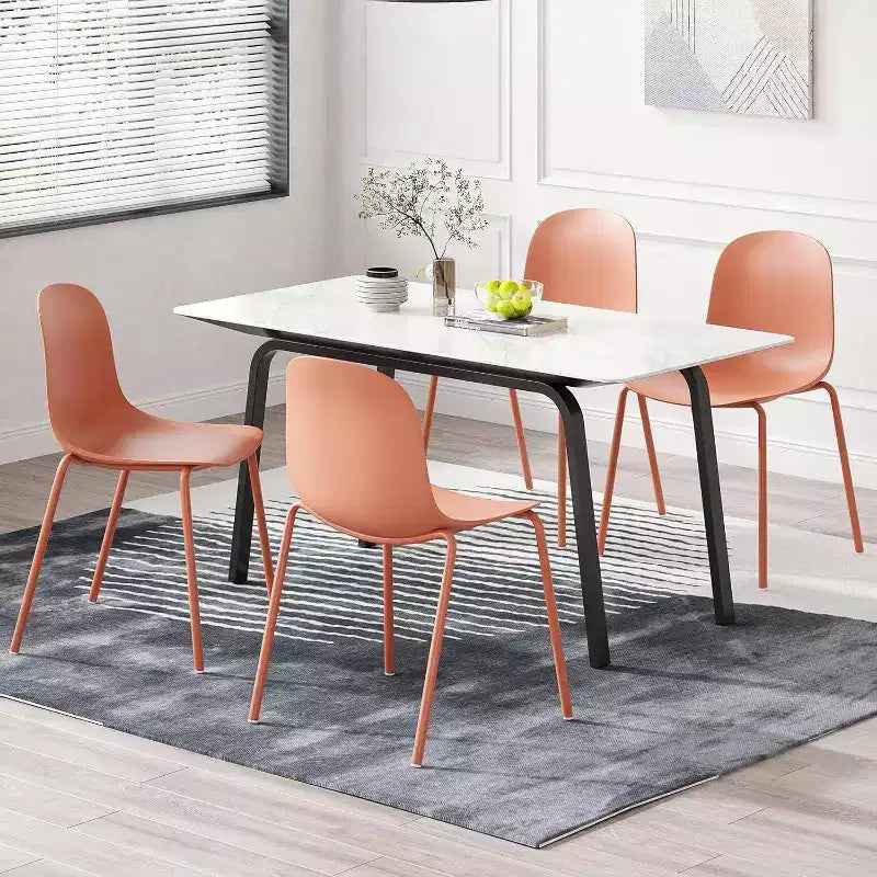 Pexfix Sedia da Pranzo Impilabile in Plastica con Gambe in Metallo, Set da 4