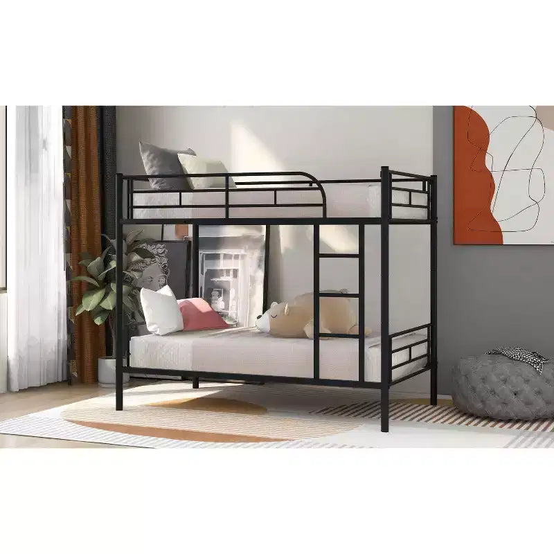 Okak Letto a Castello con Scaletta e Sponda di Sicurezza Letti a Castello in Metallo per Bambini, Bambine, Ragazzi Facile da Montare Salvaspazio