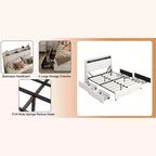 Okak Letto a piattaforma completo/queen size con 4 cassetti portaoggetti rivestiti, con prese di corrente e caricatore, telaio in metallo, non necessita di box spring, silenzioso