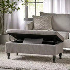 Panca Pouf Contenitore Okak con Bottoni Trapuntati, Sgabello Multifunzionale Imbottito, Panca da Letto con Gambe in Legno a Fuso per Divano Camera da Letto