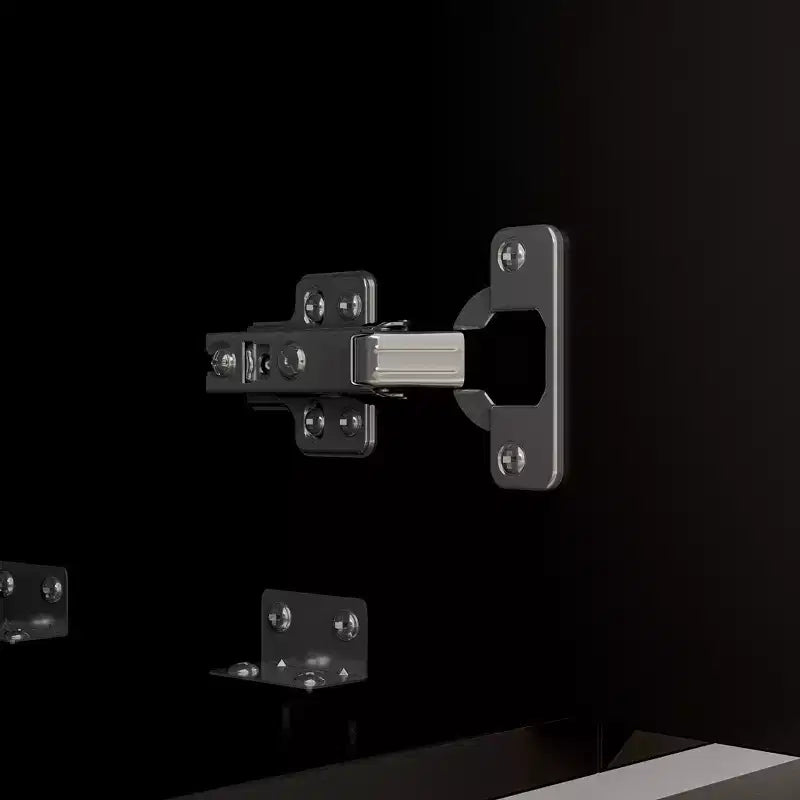 Mobile porta TV Famapy nero con ante a motivo geometrico - Dettagli oro, consolle multimediale moderna
