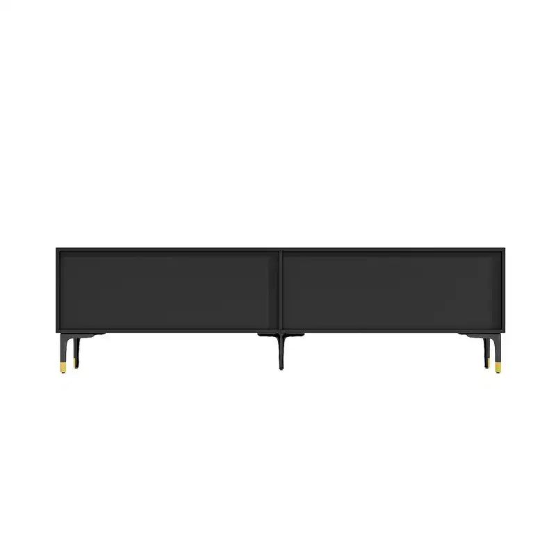 Mobile porta TV Famapy nero con ante a motivo geometrico - Dettagli oro, consolle multimediale moderna