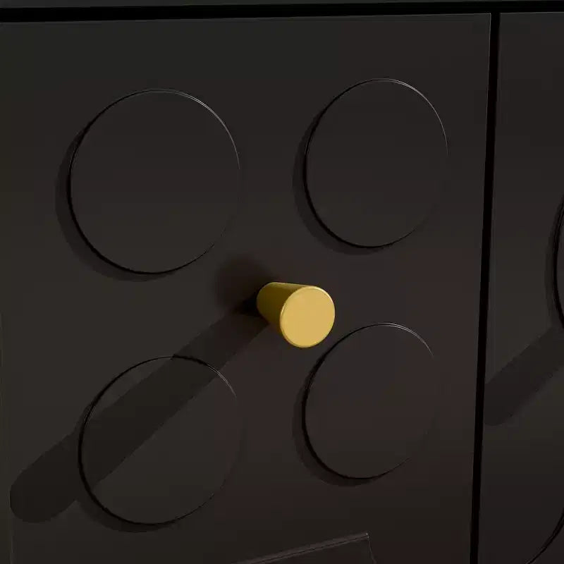 Mobile porta TV Famapy nero con ante a motivo geometrico - Dettagli oro, consolle multimediale moderna