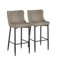 HomeRoots Set of Two 26 Gray and Black Faux Leather and Metal Low Back Counter Height Bar Chairs