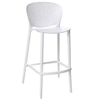 HomeRoots Set di quattro sedie da bar di altezza bancone in plastica resistente bianca con schienale basso da 26 pollici