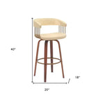 HomeRoots Sedia da bar girevole ad altezza bancone, 31, in similpelle color crema e legno marrone