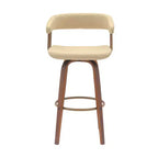 HomeRoots Sedia da bar girevole ad altezza bancone, 31, in similpelle color crema e legno marrone