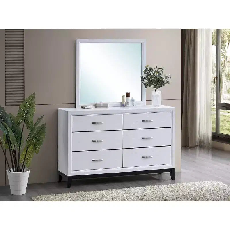 Passion Furniture Glasgow Specchio da comò rettangolare con cornice, 39 pollici L x 35 pollici H