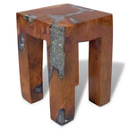 vidaXL Stool Multicolor Solid Teak Wood and Resin