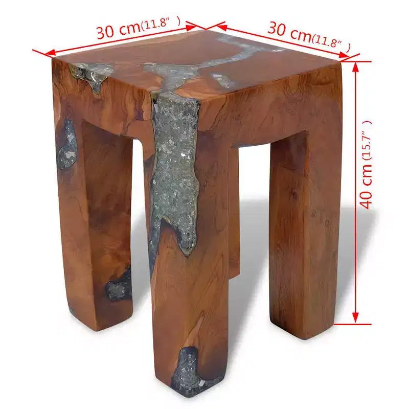 vidaXL Sgabello Multicolore in Legno Massello di Teak e Resina