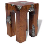 vidaXL Sgabello Multicolore in Legno Massello di Teak e Resina