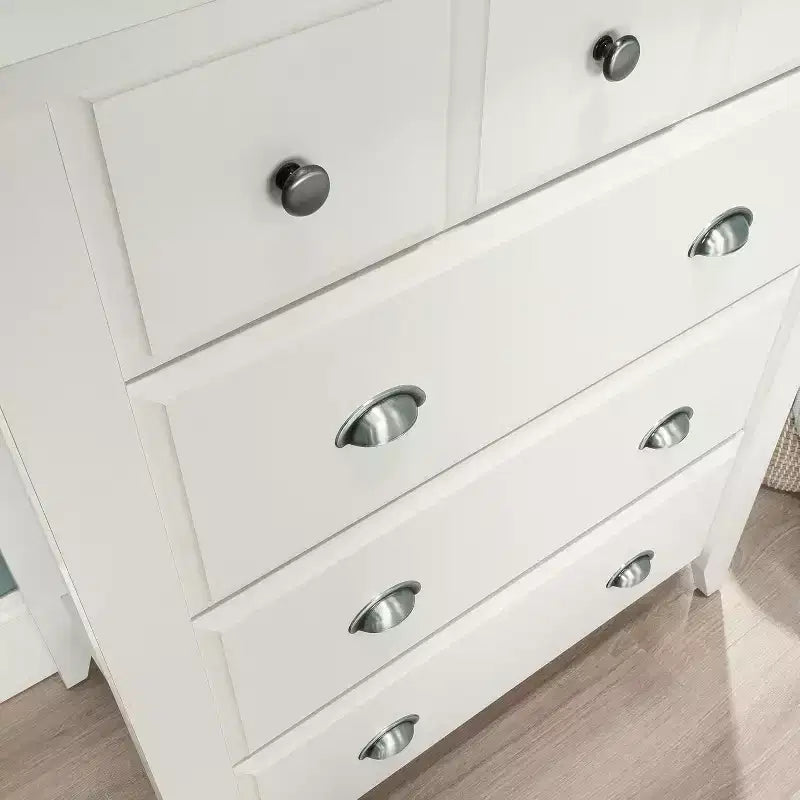 HomeStock Comò verticale in composito di legno da 8,25 pollici con 4 cassetti in finitura bianca