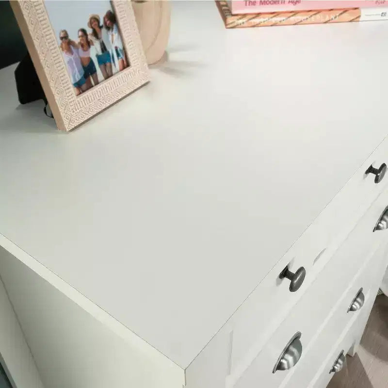 HomeStock Comò verticale in composito di legno da 8,25 pollici con 4 cassetti in finitura bianca