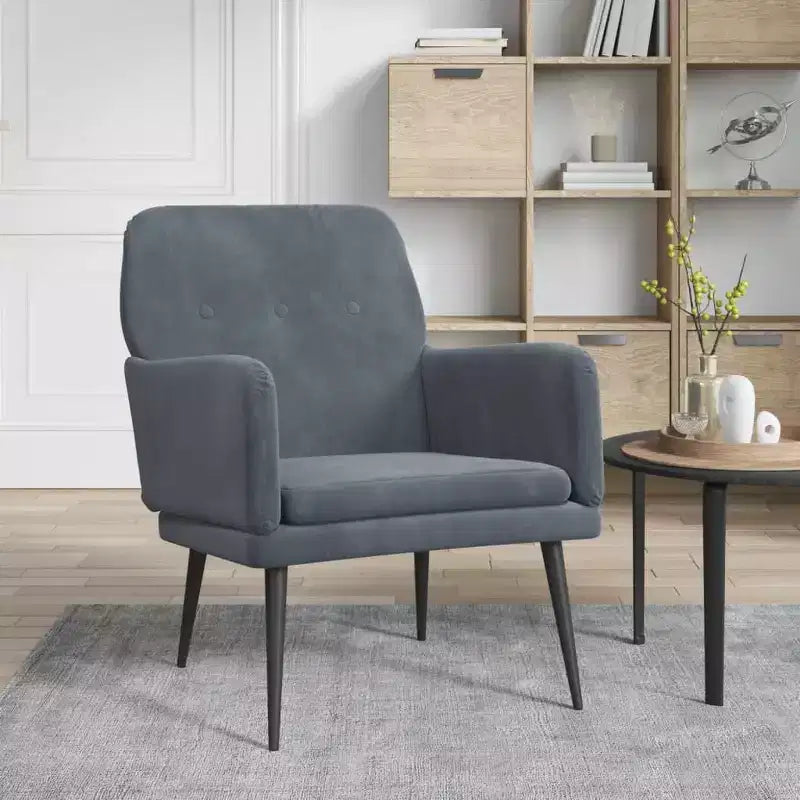 vidaXL Poltrona Grigio Scuro 62x79x79 cm Velluto - Grigio Scuro