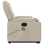 vidaXL Poltrona Relax Elettrica con Massaggio - Reclinabile in Similpelle Crema con Massaggio a Vibrazione, Funzione Alzapersona, Portabicchieri per il Comfort del Soggiorno