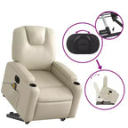 vidaXL Poltrona Relax Elettrica con Massaggio - Reclinabile in Similpelle Crema con Massaggio a Vibrazione, Funzione Alzapersona, Portabicchieri per il Comfort del Soggiorno
