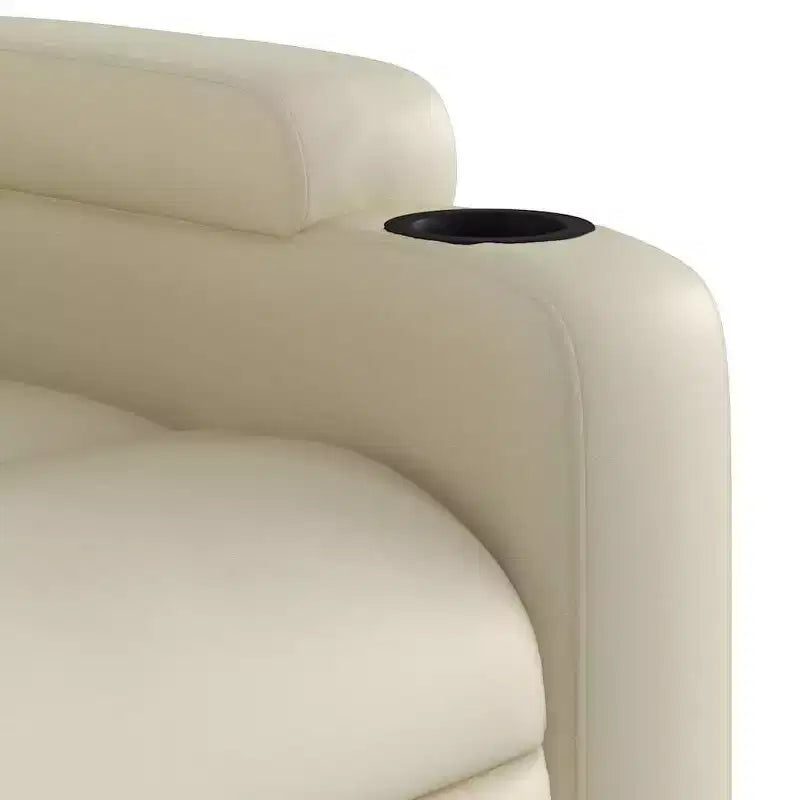 vidaXL Poltrona Relax Elettrica con Massaggio - Reclinabile in Similpelle Crema con Massaggio a Vibrazione, Funzione Alzapersona, Portabicchieri per il Comfort del Soggiorno