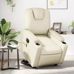 vidaXL Poltrona Relax Elettrica con Massaggio - Reclinabile in Similpelle Crema con Massaggio a Vibrazione, Funzione Alzapersona, Portabicchieri per il Comfort del Soggiorno