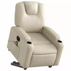 vidaXL Poltrona Relax Elettrica con Massaggio - Reclinabile in Similpelle Crema con Massaggio a Vibrazione, Funzione Alzapersona, Portabicchieri per il Comfort del Soggiorno