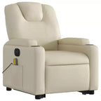 vidaXL Poltrona Relax Elettrica con Massaggio - Reclinabile in Similpelle Crema con Massaggio a Vibrazione, Funzione Alzapersona, Portabicchieri per il Comfort del Soggiorno