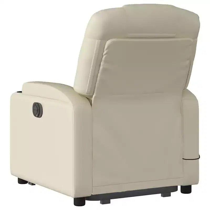 vidaXL Poltrona Relax Elettrica con Massaggio - Reclinabile in Similpelle Crema con Massaggio a Vibrazione, Funzione Alzapersona, Portabicchieri per il Comfort del Soggiorno