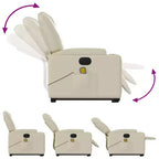 vidaXL Poltrona Relax Elettrica con Massaggio - Reclinabile in Similpelle Crema con Massaggio a Vibrazione, Funzione Alzapersona, Portabicchieri per il Comfort del Soggiorno