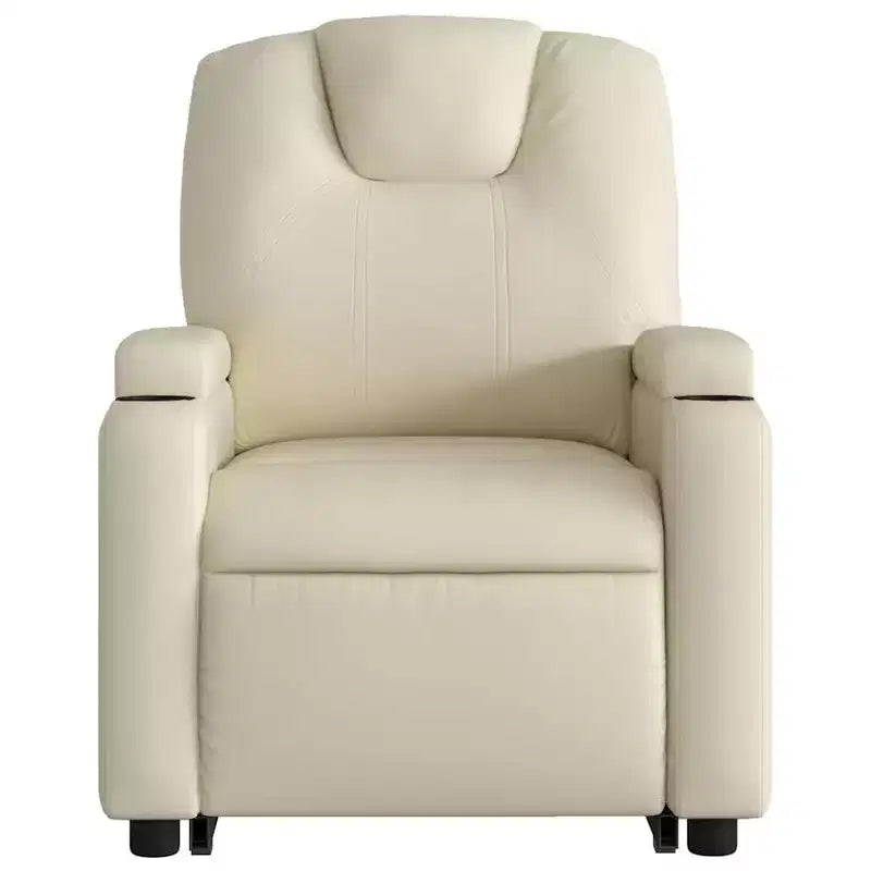 vidaXL Poltrona Relax Elettrica con Massaggio - Reclinabile in Similpelle Crema con Massaggio a Vibrazione, Funzione Alzapersona, Portabicchieri per il Comfort del Soggiorno