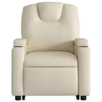 vidaXL Poltrona Relax Elettrica con Massaggio - Reclinabile in Similpelle Crema con Massaggio a Vibrazione, Funzione Alzapersona, Portabicchieri per il Comfort del Soggiorno