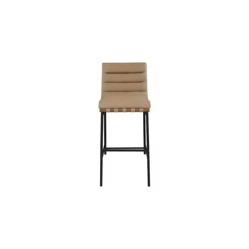 Meridian Furniture, Sgabello da bar Burke in pelle vegana marrone chiaro