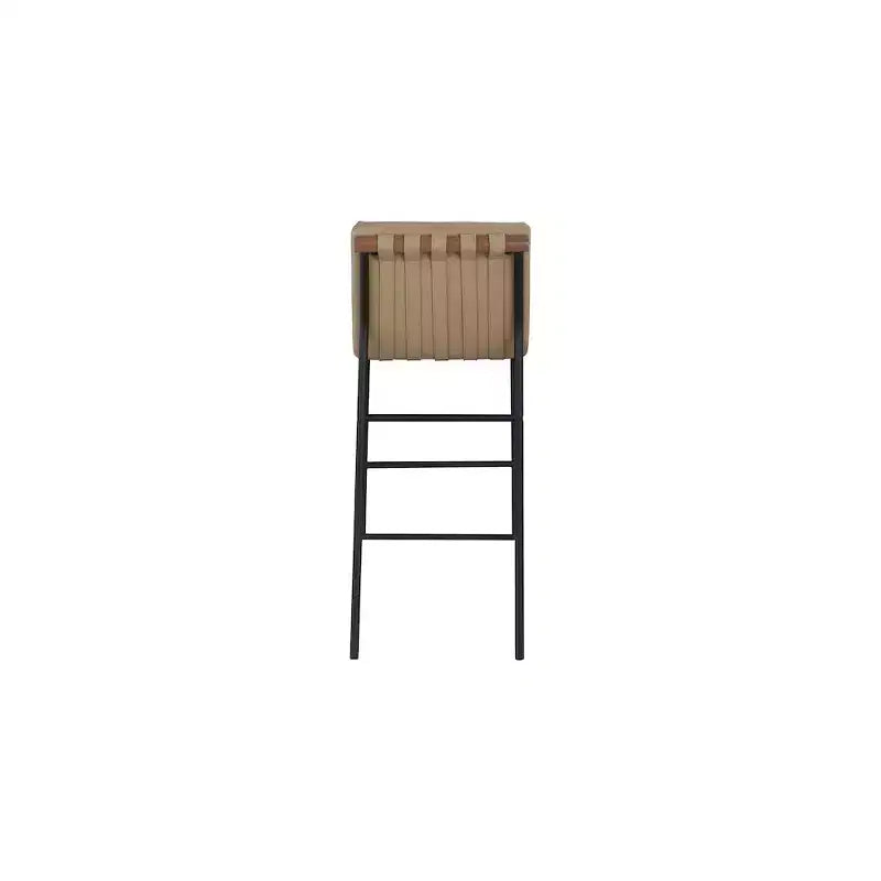 Meridian Furniture, Sgabello da bar Burke in pelle vegana marrone chiaro
