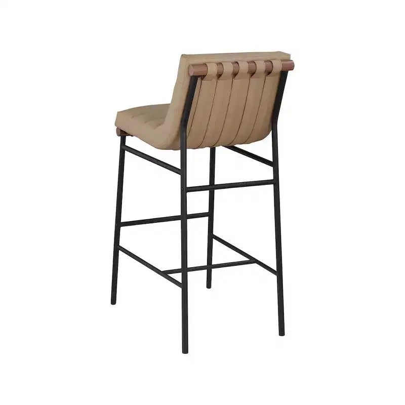 Meridian Furniture, Sgabello da bar Burke in pelle vegana marrone chiaro