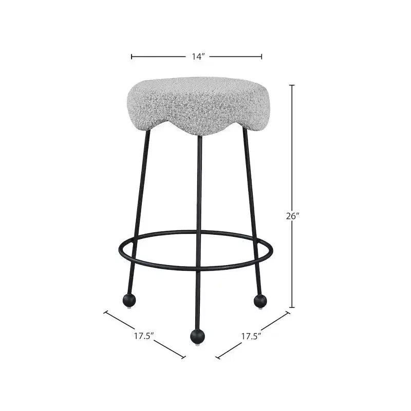 Meridian Furniture, Sgabello da bancone Fleur in tessuto grigio