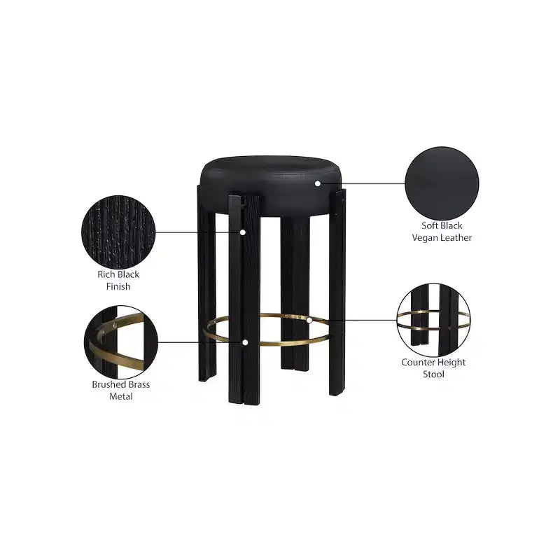 Meridian Furniture, Sgabello da bancone Harrison in pelle vegana nera