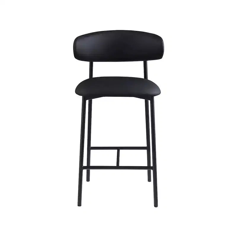 Meridian Furniture, Sgabello da bancone Lupita in pelle vegana nera, set da 2