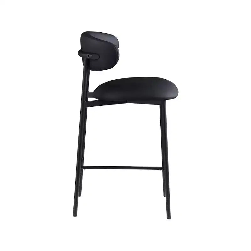 Meridian Furniture, Sgabello da bancone Lupita in pelle vegana nera, set da 2