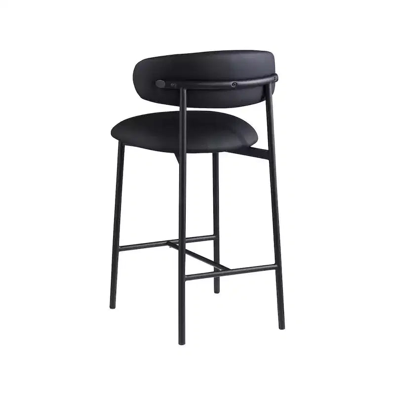 Meridian Furniture, Sgabello da bancone Lupita in pelle vegana nera, set da 2