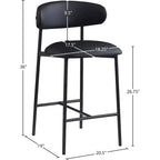 Meridian Furniture, Sgabello da bancone Lupita in pelle vegana nera, set da 2