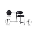 Meridian Furniture, Sgabello da bancone Lupita in pelle vegana nera, set da 2
