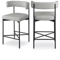 Meridian Furniture,Rivage Light Grey Durable Linen Textured Fabric Stool, Set of 2