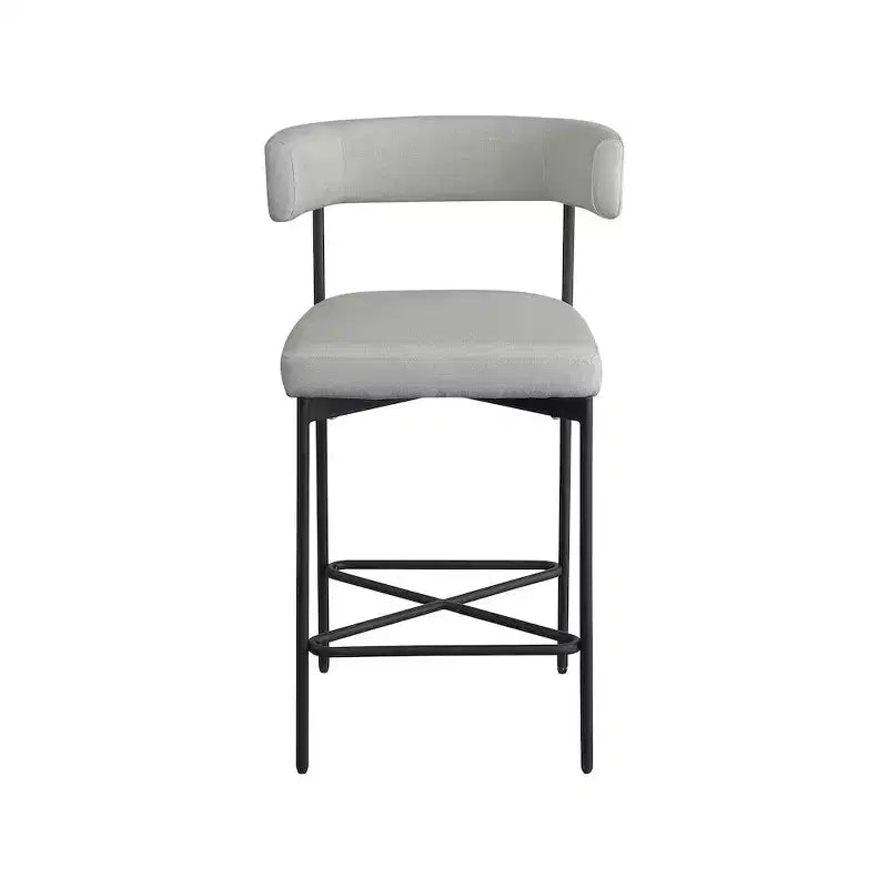 Meridian Furniture, Sgabello Rivage in tessuto resistente effetto lino grigio chiaro, set da 2