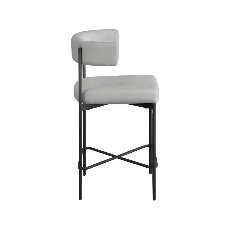 Meridian Furniture, Sgabello Rivage in tessuto resistente effetto lino grigio chiaro, set da 2