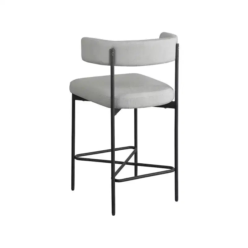 Meridian Furniture, Sgabello Rivage in tessuto resistente effetto lino grigio chiaro, set da 2
