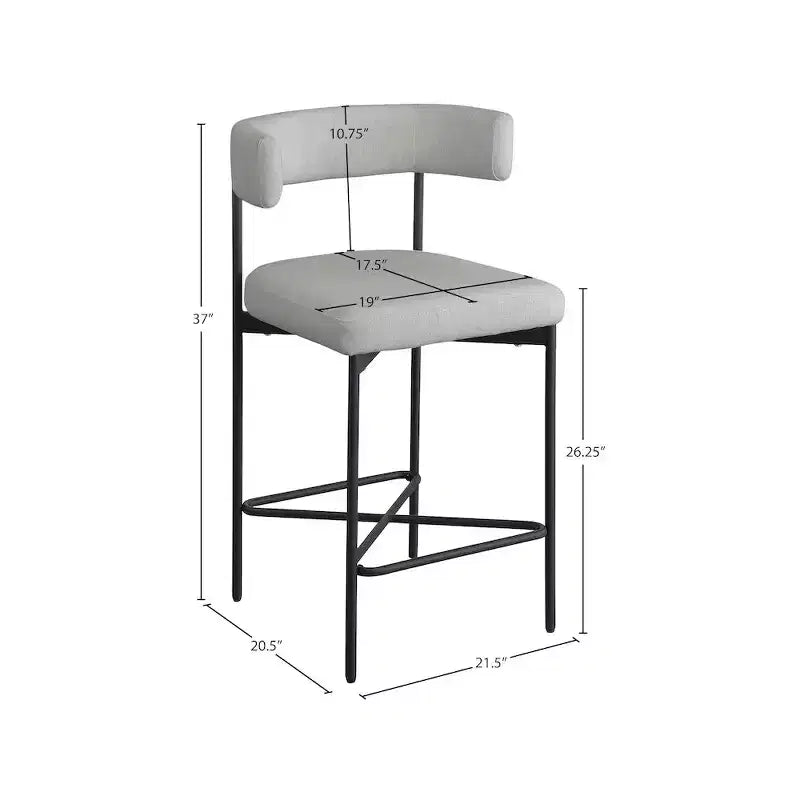 Meridian Furniture, Sgabello Rivage in tessuto resistente effetto lino grigio chiaro, set da 2