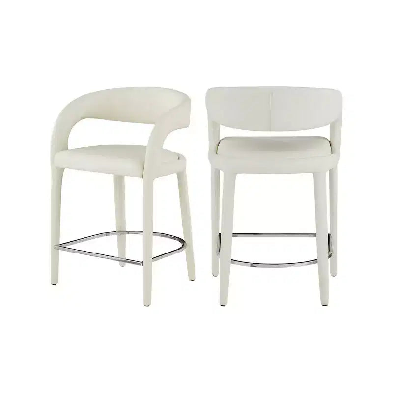 Meridian Furniture,Sylvester Cream Vegan Leather Stool