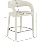 Meridian Furniture, Sgabello in Pelle Vegana Crema Sylvester