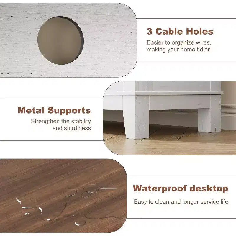 Mobile TV moderno da 65 pollici | Porte doppie semi-aperte e 8 scomparti | 3 ripiani regolabili | PB+MDF | per soggiorno e camera da letto