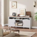 Mobile TV moderno da 65 pollici | Porte doppie semi-aperte e 8 scomparti | 3 ripiani regolabili | PB+MDF | per soggiorno e camera da letto